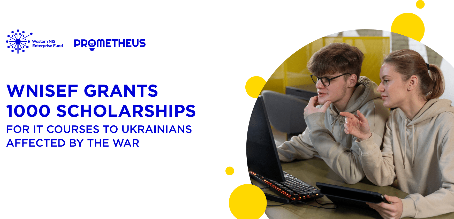 1000 scholarships for Prometheus IT courses in partnership with WNISEF: free training in programs created together with GlobalLogic, Ciklum, and the top industry experts